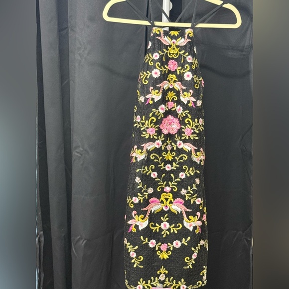 Alyce Paris Black Dress with Pink and Yellow Embroidery - Picture 7 of 10
